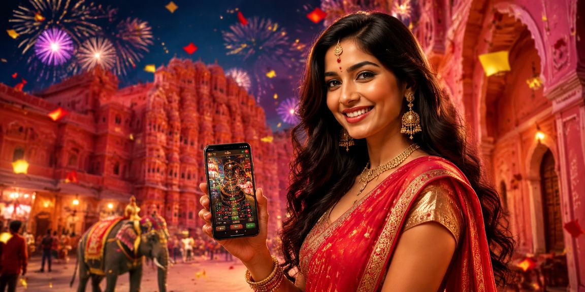 Rummy festival promotion visuals with Indian motifs and lively players
